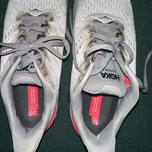 Hoka Gray and Orange Athletic Shoes